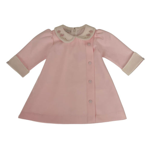 Pink Embroidered Collar Dress