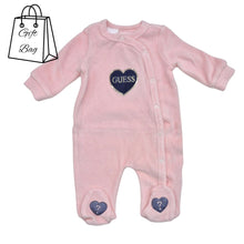 Load image into Gallery viewer, Pink Velour Heart Babygrow