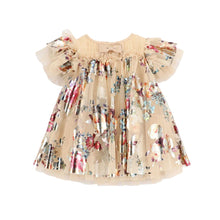 Load image into Gallery viewer, Babies Gold Foil Floral Print Dress