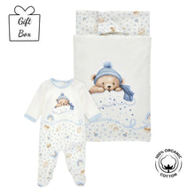 Load image into Gallery viewer, Blue Teddy Babygrow &amp; Blanket Set
