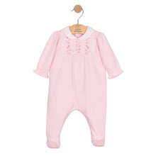 Load image into Gallery viewer, Pink Embroidered Yoke Babygrow