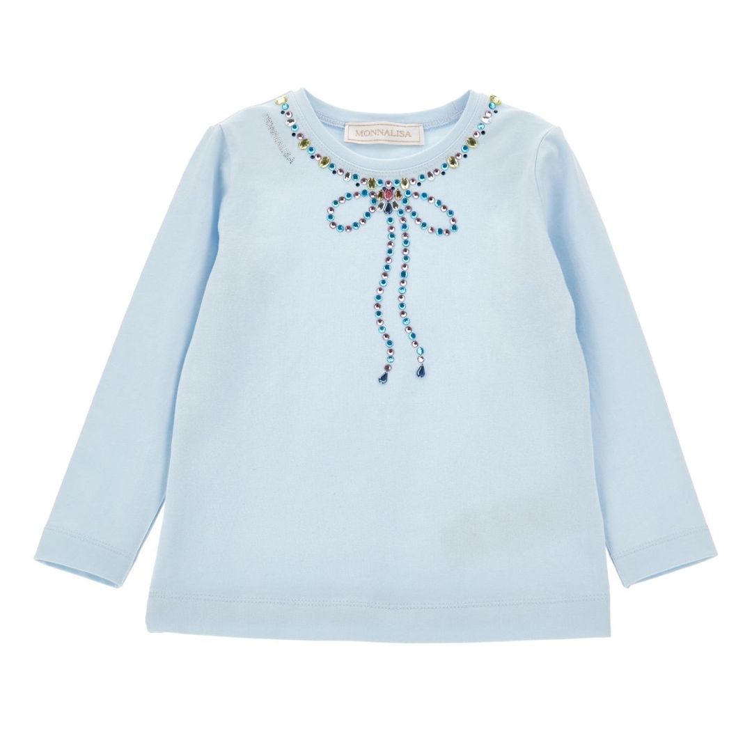 PRE ORDER - Pale Blue Rhinestone Bow Top