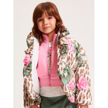 Load image into Gallery viewer, Pink Roses &amp; Leopard Print Puffer Coat