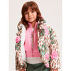 Pink Roses & Leopard Print Puffer Coat