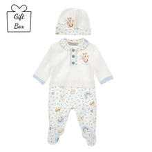 Load image into Gallery viewer, Blue Teddy Babygrow &amp; Hat Set