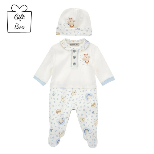 Blue Teddy Babygrow & Hat Set