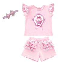 Load image into Gallery viewer, Pink Cupcake Shorts Set &amp; Headband