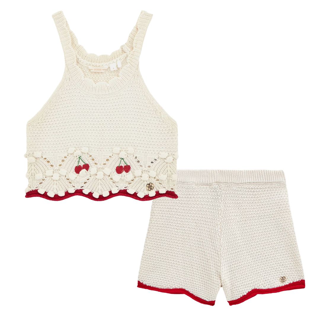 Ivory Crochet Shorts Set