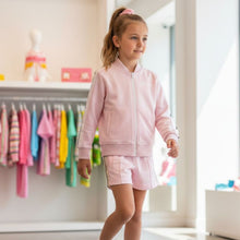 Load image into Gallery viewer, Pink Zip Up Sweat Top &amp; Shorts Set