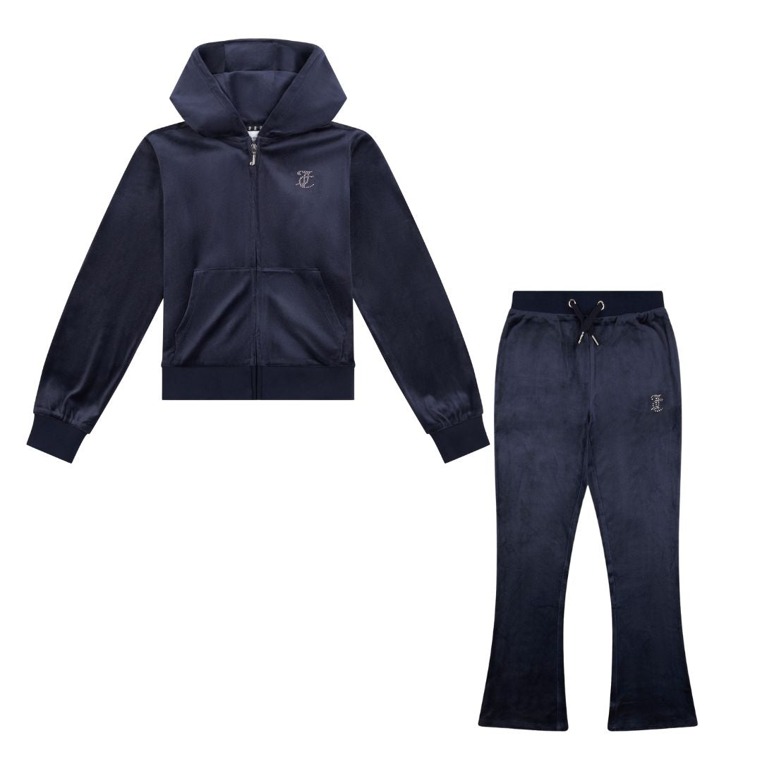 Navy Diamante Bootcut Tracksuit