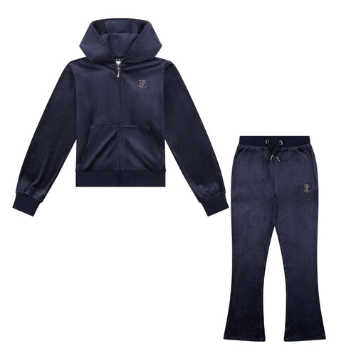 Navy Diamante Bootcut Tracksuit