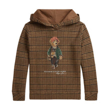 Load image into Gallery viewer, Brown Tweed Polo Bear Hoodie