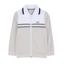 Load image into Gallery viewer, Beige Side Stripe Zip Up Sweat Top