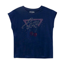 Load image into Gallery viewer, Navy Diamante Cherry T-Shirt