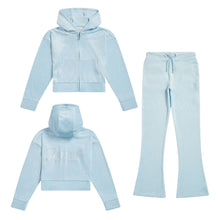 Load image into Gallery viewer, Pale Blue Diamante Bootcut Tracksuit