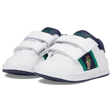 Load image into Gallery viewer, White &amp; Navy Bear &#39;Heritage&#39; Velcro Trainers