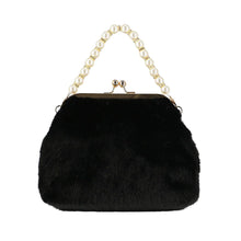 Load image into Gallery viewer, Black Faux Fur &amp; Pearl &quot;Hope&quot; Handbag