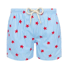 Load image into Gallery viewer, Blue Striped Starfish Swim Shorts