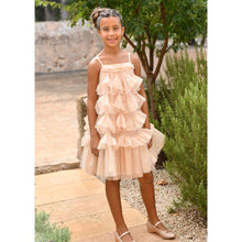 Load image into Gallery viewer, Gold Sparkle Tulle Ruffle Dress