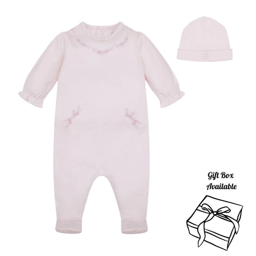 Pink Floral Spray Babygrow & Hat