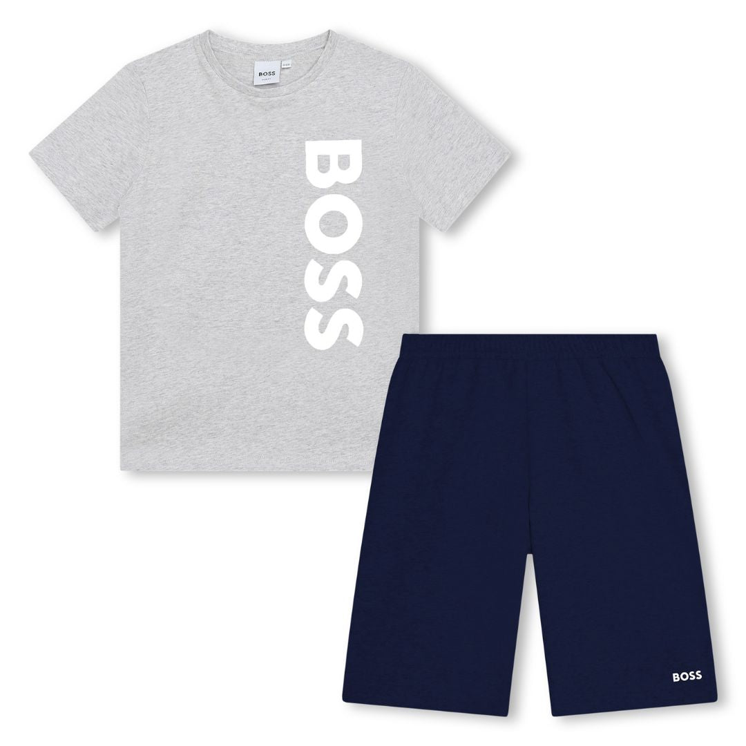 Grey T-Shirt & Navy Shorts Lounge Set
