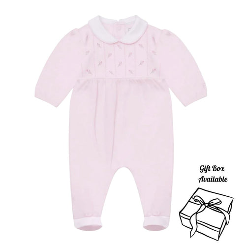 Pink Embroidered Rosebud Babygrow