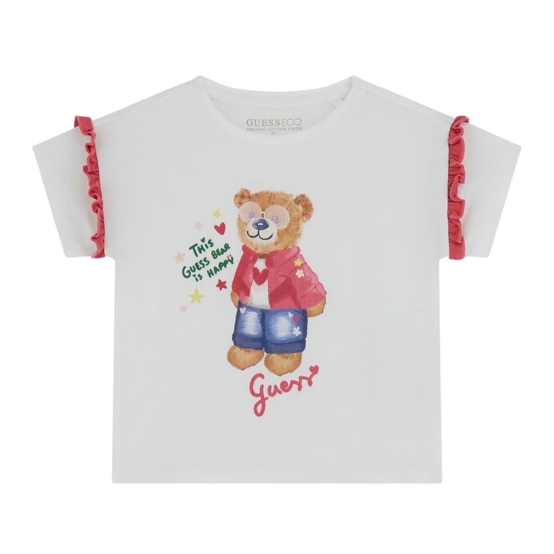 White Teddy & Frill T-Shirt