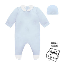 Load image into Gallery viewer, Pale Blue Teddy Babygrow &amp; Hat
