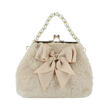 Load image into Gallery viewer, Beige Faux Fur &amp; Pearl &quot;Hope&quot; Handbag