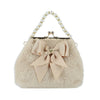 Beige Faux Fur & Pearl "Hope" Handbag