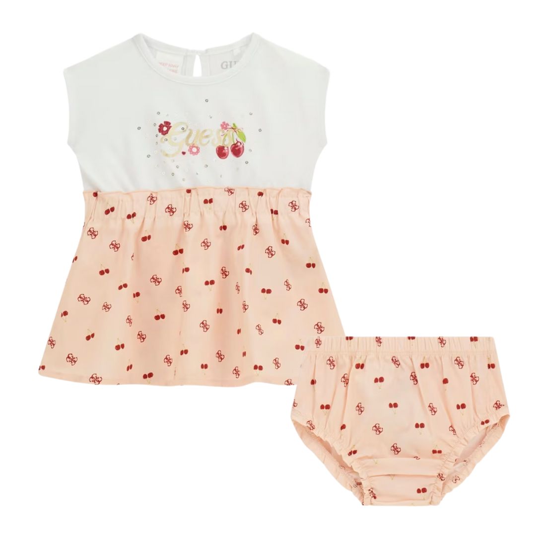 Pink & White Cherry Dress & Knickers