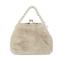Load image into Gallery viewer, Beige Faux Fur &amp; Pearl &quot;Hope&quot; Handbag