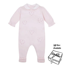 Load image into Gallery viewer, Pink Embroidered Hearts Babygrow