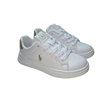 Load image into Gallery viewer, Gold &amp; White "Heritage Court" Trainers