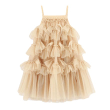 Load image into Gallery viewer, Gold Sparkle Tulle Ruffle Dress