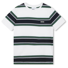 Load image into Gallery viewer, White &amp; Green Striped T-Shirt