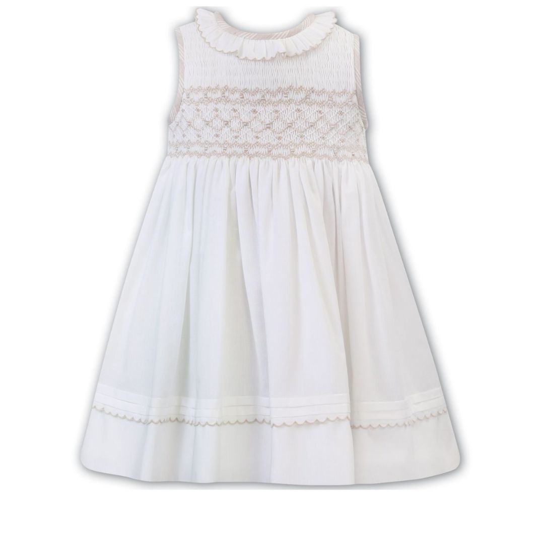 Sarah Louise - Ivory & Beige Smock Dress Village Kids Sarah Louise - Ivory & Beige Smock Dress Village Kids