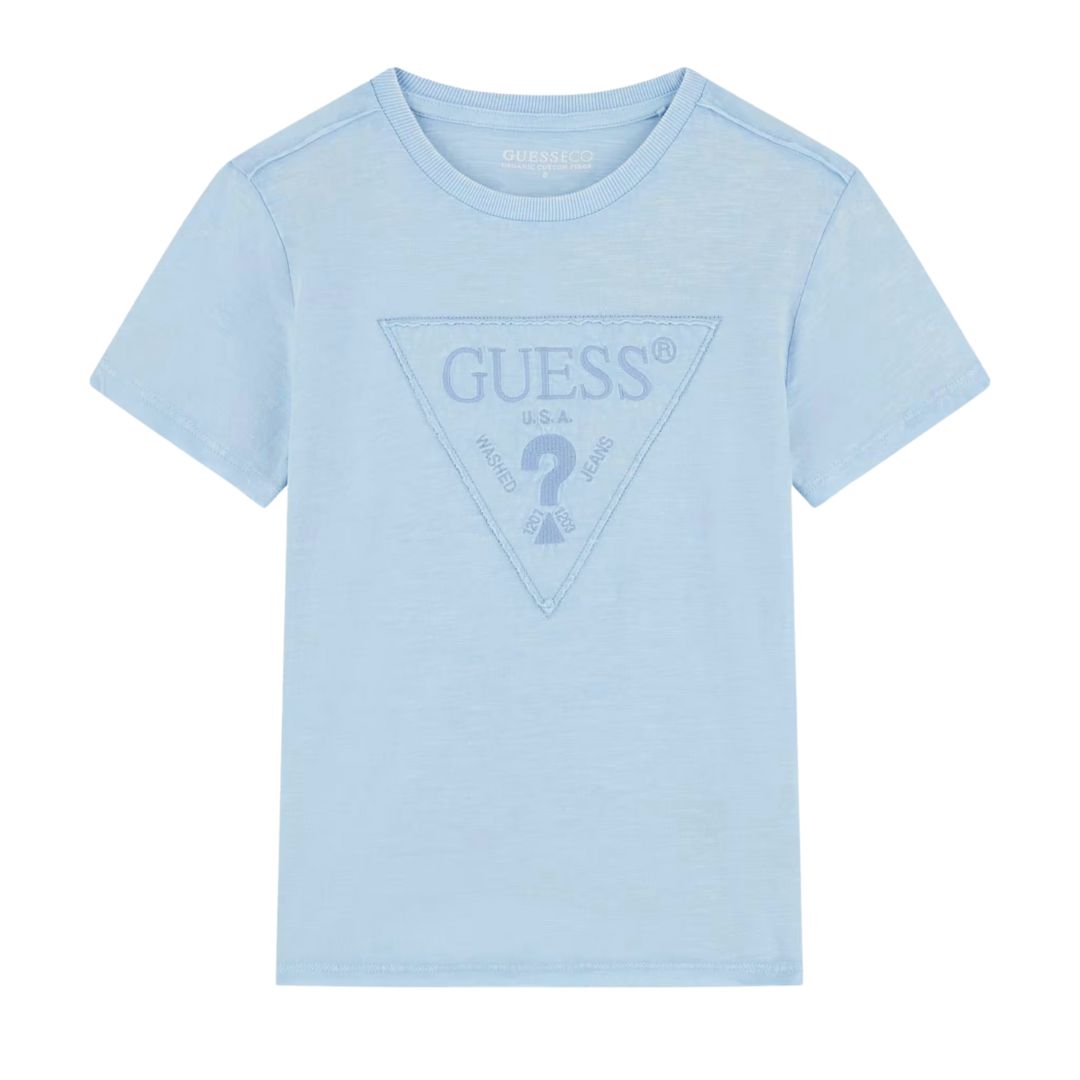 Pale Blue Distressed Effect T-Shirt