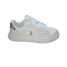 Load image into Gallery viewer, Gold &amp; White "Heritage Court" Trainers