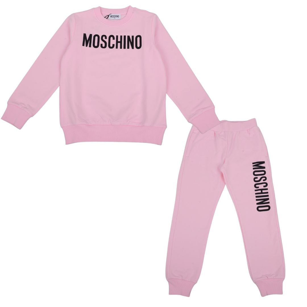 Moschino Pink Logo Tracksuit – Village Kids
