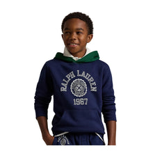 Load image into Gallery viewer, Navy Colour Block Logo Hoodie