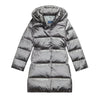 Girls Metallic Grey Hooded Down Coat