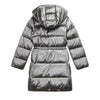 Girls Metallic Grey Hooded Down Coat