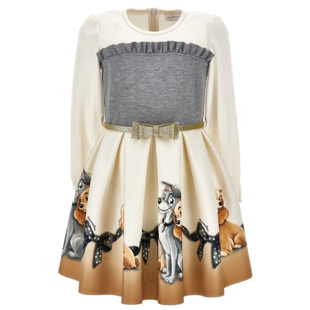 Monnalisa - Ivory & Grey Lady & The Tramp Dress  Village Kids