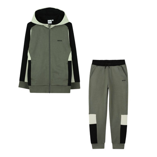 Khaki Colour Block Tracksuit