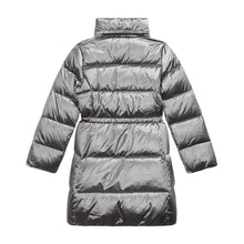 Load image into Gallery viewer, Girls Metallic Grey Hooded Down Coat