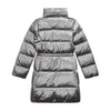 Girls Metallic Grey Hooded Down Coat
