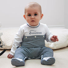 Load image into Gallery viewer, Navy &amp; White Striped Babygrow