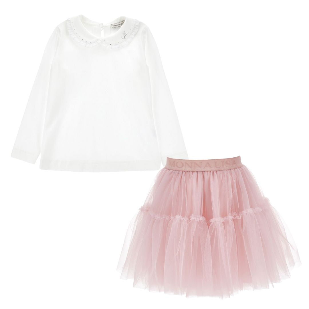 PRE ORDER - Pink & White Tulle Skirt Set