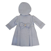 Load image into Gallery viewer, Pale Blue Embroidered Pleat Dress, Coat &amp; Hat
